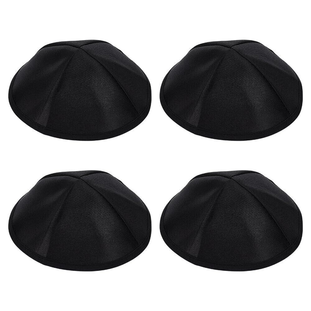 2366 4Pcs Black Satin Kippah 6.3inch in Diameter Polyester Rosh Hashanah